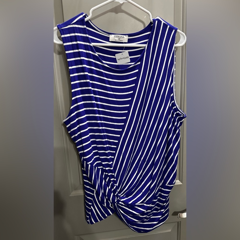 Zenana Size 2X Striped Knot Front Top NWT